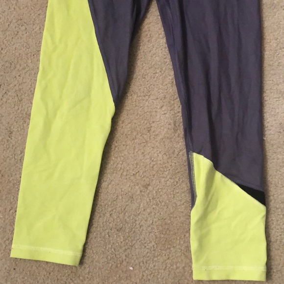Grey / Neon Green Capri Workout Leggings - Picture 2 of 8